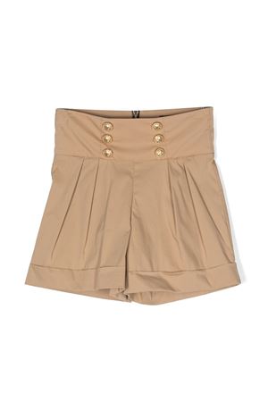 Shorts in cotone marrone BALMAIN PARIS KIDS | BS6D19P0277112